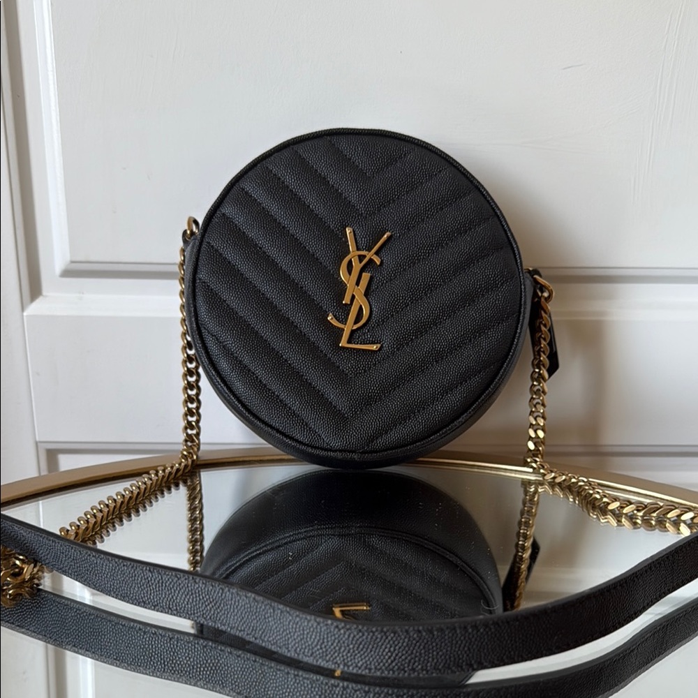 Yves Saint Laurent Black and Gold Quilted Crossbody Bag